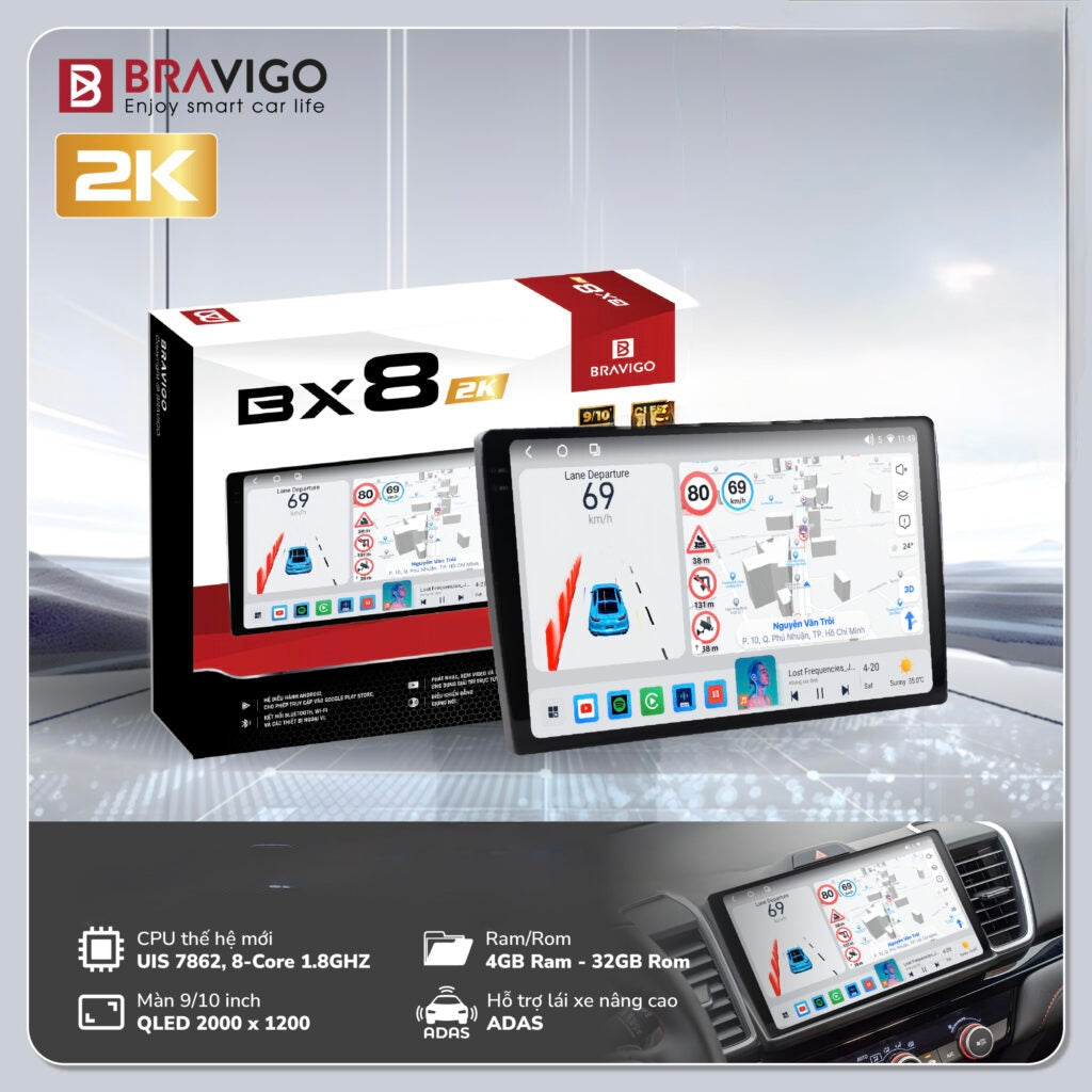 شاشة سيارة برافيگو (BX8 BRAVIGO) حجم 10 انج 2K