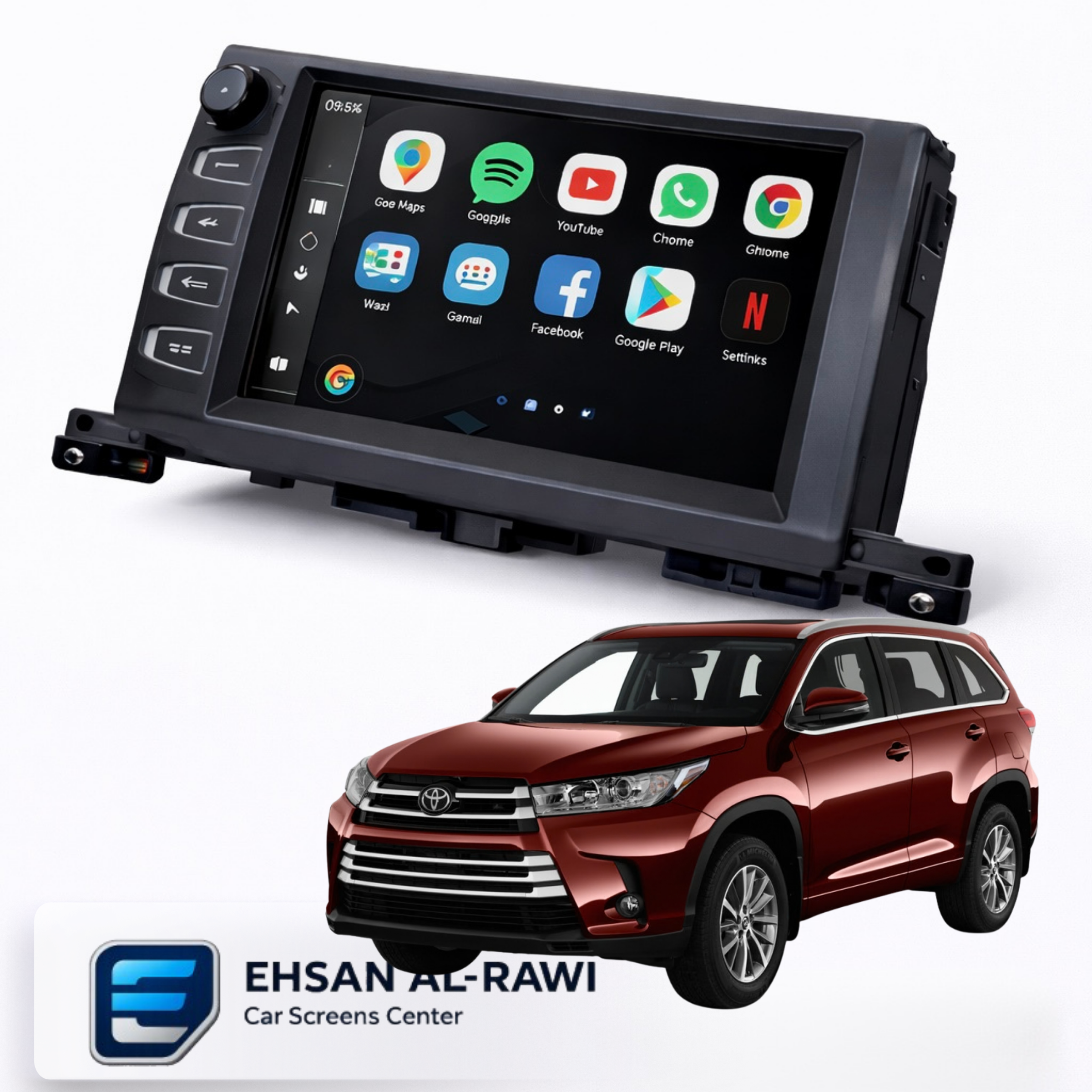شاشة تيوتا هايلندر (2015-2019) بنظام أندرويد تصميم بلادي (لمس+ازرار)
